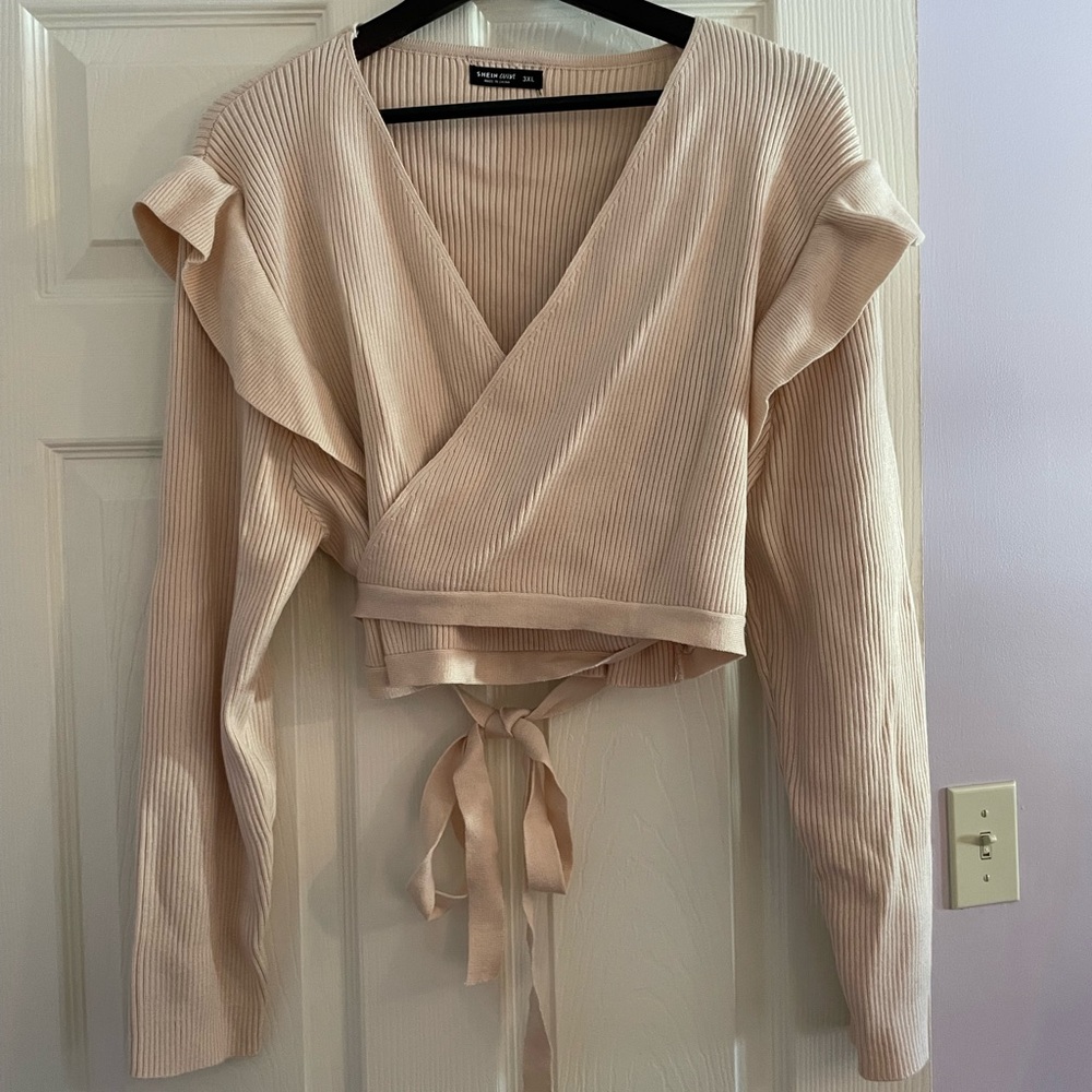 Shein Curve knit wrap cropped sweater